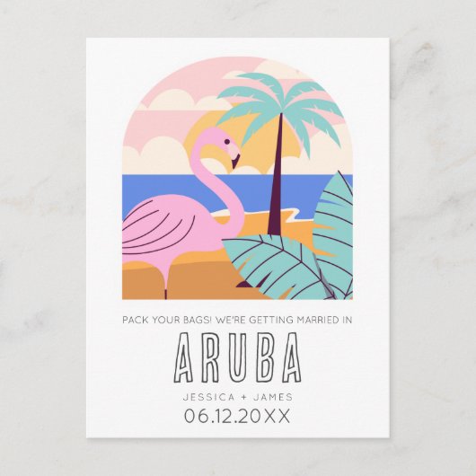 Carte Postale Faire-part Aruba Destination Beach Mariage Enregistrer la dat (Devant)