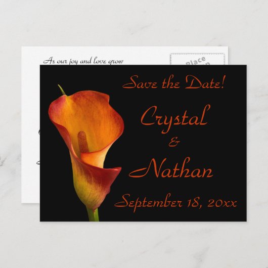 Carte Postale Faire-part Arum des marais flambé (Devant / Derrière)