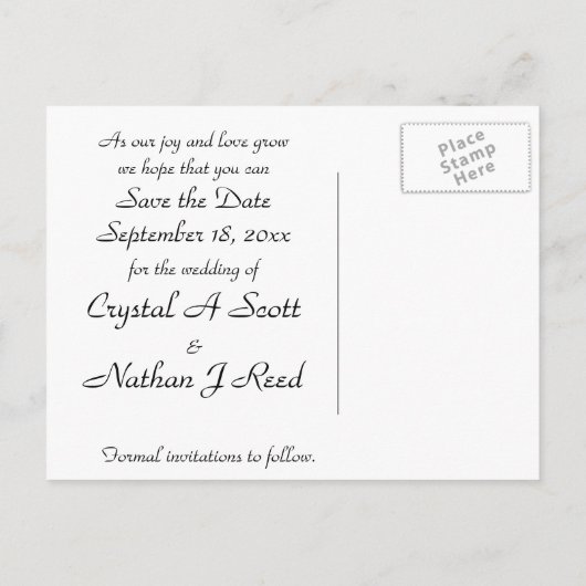 Carte Postale Faire-part Arum des marais flambé (Dos)