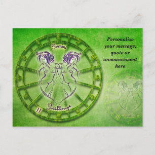 Carte Postale Faire-part Astrologie Gémeaux Horoscope Message Personnalisé
