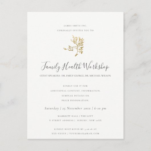 CARTE POSTALE FAIRE-PART ATELIER EUCALYPTUS ROSE PÂLE KRAFT EVENEMENT (Devant)