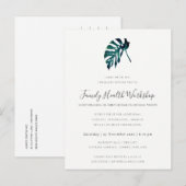 CARTE POSTALE FAIRE-PART ATELIER EUCALYPTUS ROSE ROUGE KRAFT NAVY (Devant / Derrière)