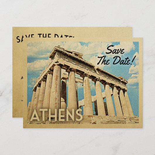 Carte Postale Faire-part Athènes Sauvegarder la date Grèce (Devant / Derrière)