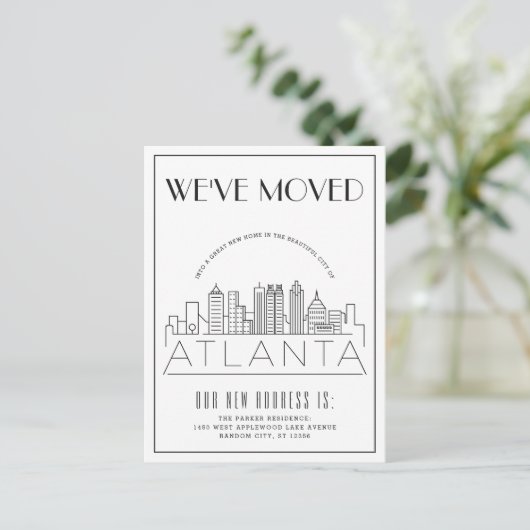 Carte Postale Faire-part Atlanta | Ville Déco moderne | Changement d'adres (Debout devant)