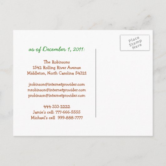 Carte Postale Faire-part "Attrapez-nous dans notre nouvel emplacement" chan (Dos)