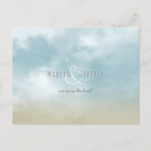 Carte Postale Faire-part Au mariage de plage océanique de rivage enregistre (Devant)