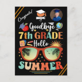 Carte Postale Faire-part Au revoir 7e année Bonjour l'été Diplômé sur mesur (Devant)