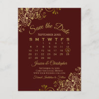 Auburn Brown Gold Wedding Enregistrer le calendrie