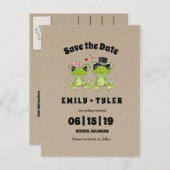 Carte Postale Faire-part Aujourd'hui dans Love Frog Mariage Enregistrer la  (Devant / Derrière)