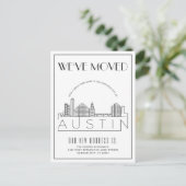 Carte Postale Faire-part Austin Skyline Moderne Deco | Changement d'adresse (Debout devant)
