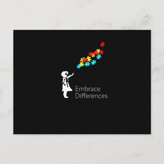 Carte Postale Faire-part Autisme Puzzle Pièce Tshirt Sensibilisation autist (Devant)