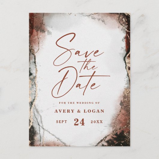 Carte Postale Faire-part Automne Abstrait Automne Orange Mariage Enregistre (Devant)