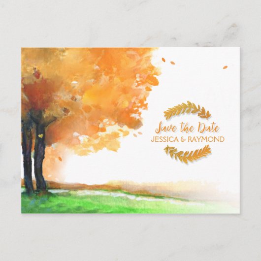 Carte Postale Faire-part Automne Arbres Automne Chute Enregistrer la date C (Devant)
