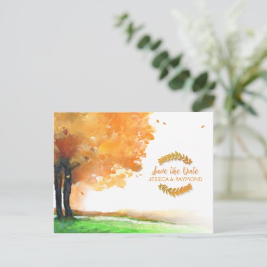 Carte Postale Faire-part Automne Arbres Automne Chute Enregistrer la date C (Debout devant)