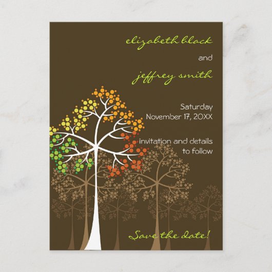 Carte Postale Faire-part Automne Automne Arbres Bois Mariage Bois Enregistr (Devant)
