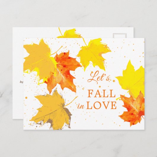 Carte Postale Faire-part Automne automne Mariage d'amour (Devant / Derrière)