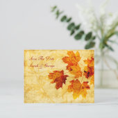 Carte Postale Faire-part automne brun feuille enregistrer la date (Debout devant)