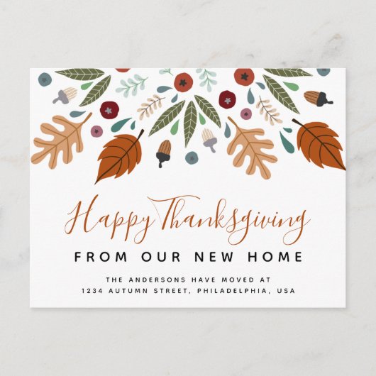 Carte Postale Faire-part Automne Calligraphie Automne Thanksgiving Moving (Devant)