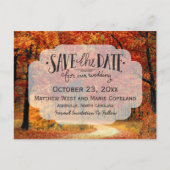 Carte Postale Faire-part Automne Feuilles Mariage Rustique Sauver La Date (Devant)