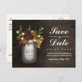 Carte Postale Faire-part Automne Feuilles Mason Jar Rustique Enregistrer Le (Devant / Derrière)
