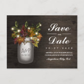 Carte Postale Faire-part Automne Feuilles Mason Jar Rustique Enregistrer Le (Devant)