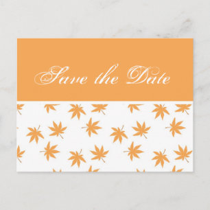 Carte Postale Faire-part Automne graphique jaune feuille mariage enregistre