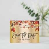 Carte Postale Faire-part Automne laisse Mariage de automne or Enregistrer l (Debout devant)