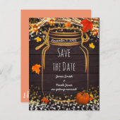 Carte Postale Faire-part Automne Mason Jar Rustic Automne Enregistrer la da (Devant / Derrière)