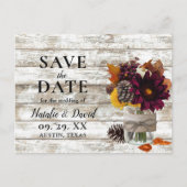 Carte Postale Faire-part Automne Rustique Floral Mason Jar automne Enregist (Devant)