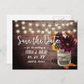 Carte Postale Faire-part Automne Rustique Floral Mason Jar Grange Enregistr (Devant / Derrière)