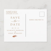 Carte Postale Faire-part Automne Terracotta Feuille Photo Enregistrer La Da (Dos)