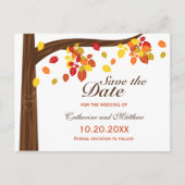 Carte Postale Faire-part Automne Tombant Feuille Mariage Enregistrer La Dat (Devant)