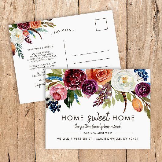 Carte Postale Faire-part Autumn Boho Blooms Nouvelle adresse Moving Faire-p