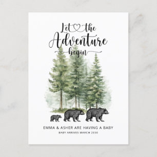 Carte Postale Faire-part Aventure Russe Aquarelle Ours Grossesse