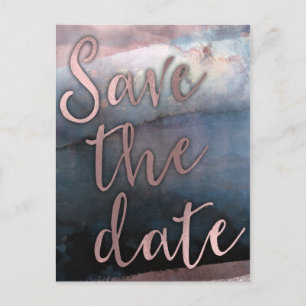 Carte Postale Faire-part Avertissement de mariage à l'aquarelle moderne ble