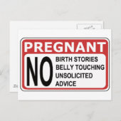 CARTE POSTALE FAIRE-PART AVERTISSEMENT FEMME ENCEINTE (Devant / Derrière)