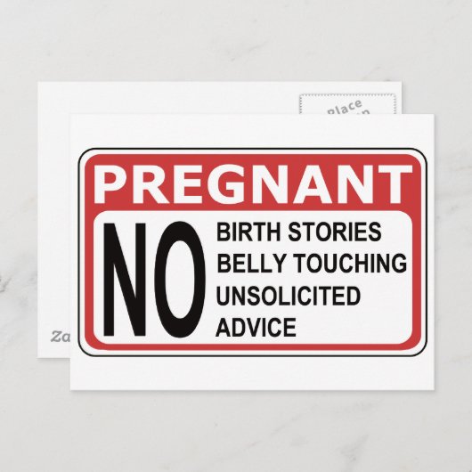 CARTE POSTALE FAIRE-PART AVERTISSEMENT FEMME ENCEINTE (Devant / Derrière)