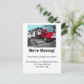 Carte Postale Faire-part Avis de déménagement, Camion rouge (Debout devant)