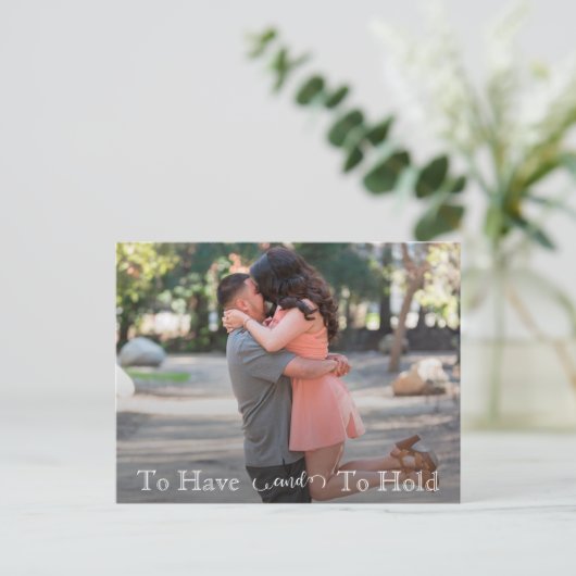 Carte Postale Faire-part Avoir et Tenir Texte Simple Mariage Enregistrer la (Debout devant)