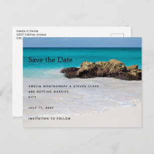 Carte Postale Faire-part Azure Ocean Sandy Beach Mariage photo