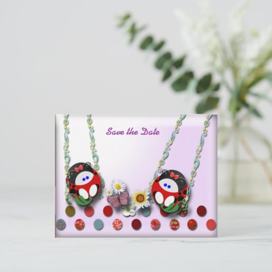 Carte Postale Faire-part Babies Ladybug (Debout devant)