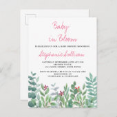 Carte Postale Faire-part Baby in Bloom Baby Shower Eucalyptus et verdure  (Devant / Derrière)