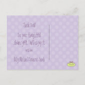 Carte Postale Faire-part Baby monogram merci, pois (Dos)