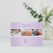 Carte Postale Faire-part Baby monogram merci, pois (Debout devant)