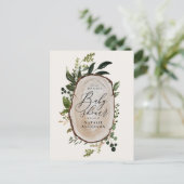 Carte Postale Faire-part Baby shower de script botanique de ferme rustique (Debout devant)