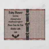 Carte Postale Faire-part Baby shower d'Halloween pour Alice, Save the Date (Dos)