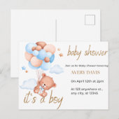 Carte Postale Faire-part baby shower d'invitation, c'est un garçon (Devant / Derrière)