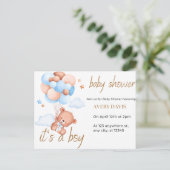 Carte Postale Faire-part baby shower d'invitation, c'est un garçon (Debout devant)