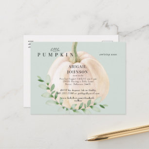 Carte Postale Faire-part Baby shower Little Citrouille Sage