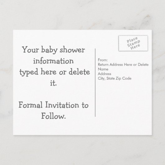 Carte Postale Faire-part Baby shower personnalisé Enregistrer la date (Dos)